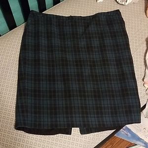 Blue Plaid Pencil Skirt